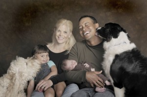 Woods with wife and kids